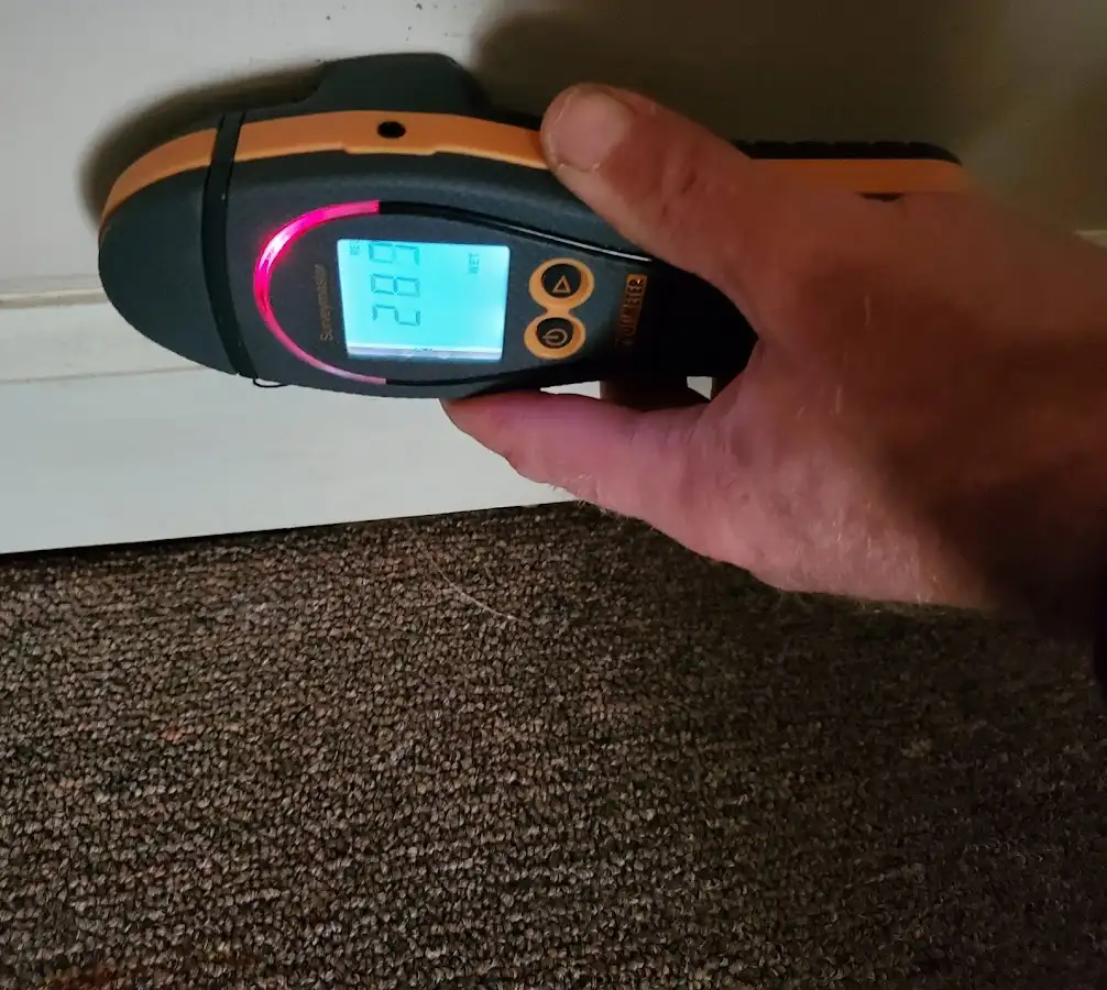 Moisture detection at baseboard during Burst Pipe Cleanup in College Park